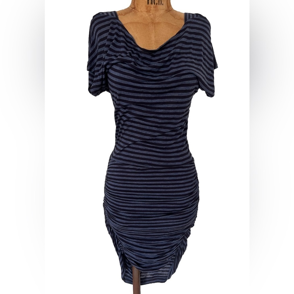 BCBGMaxAzria Blue and Black Ruched Mini Dress NWOT